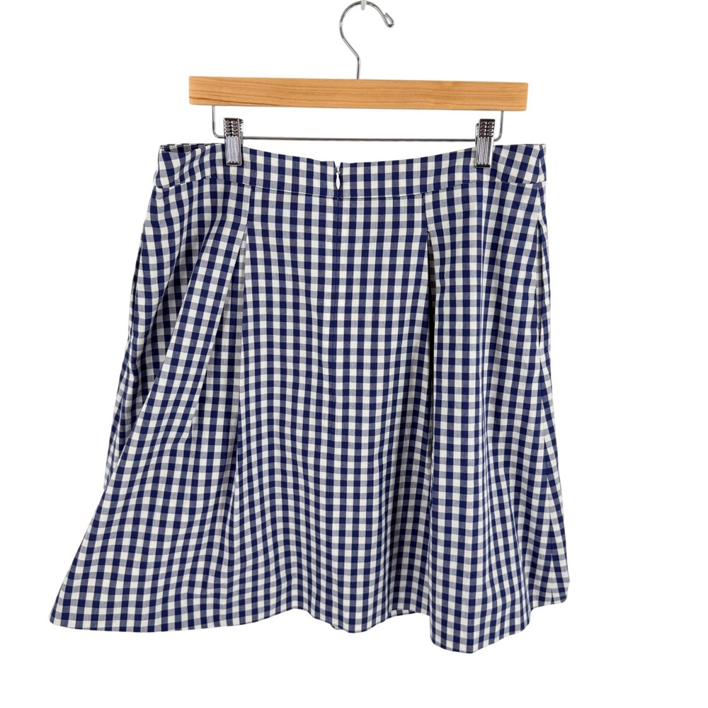 Brooks Brothers Red Fleece Gingham Skirt Navy Blue 12 Preppy Nautical Classic - Picture 2 of 7